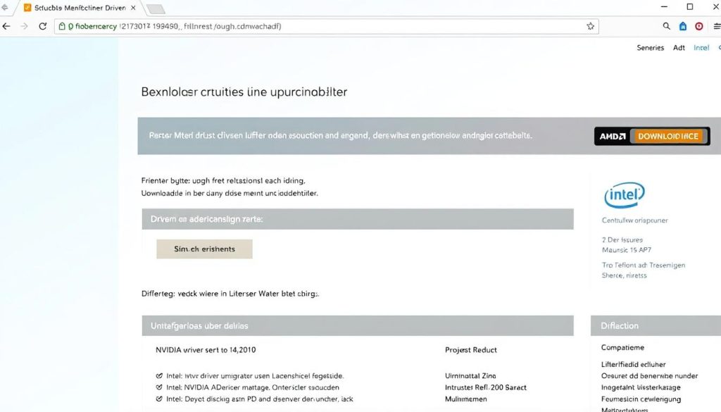Screenshot einer Hersteller-Website mit Treiberdownload-Bereich Screenshot einer Hersteller-Website mit Treiberdownload-Bereich